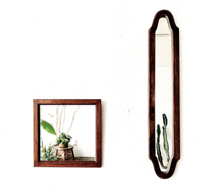 Vintage Long Wood Framed Mirror