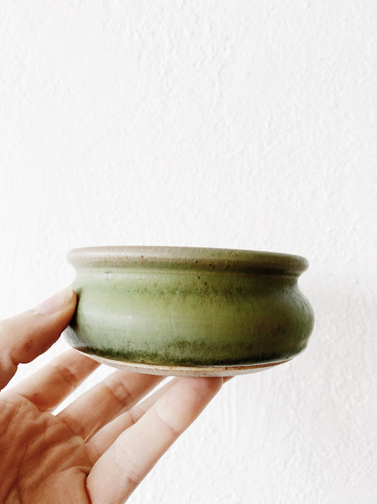 Shallow Mossy Green Pottery Dish