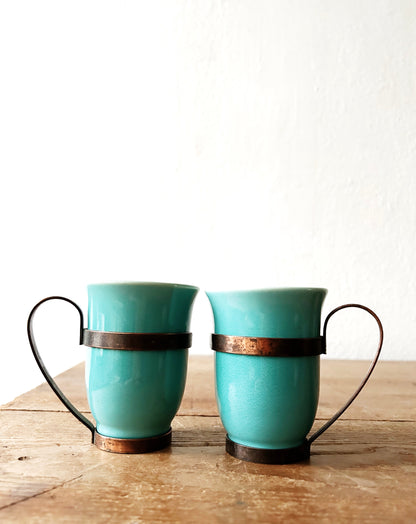 Vintage El Patio Mugs with Copper Holders