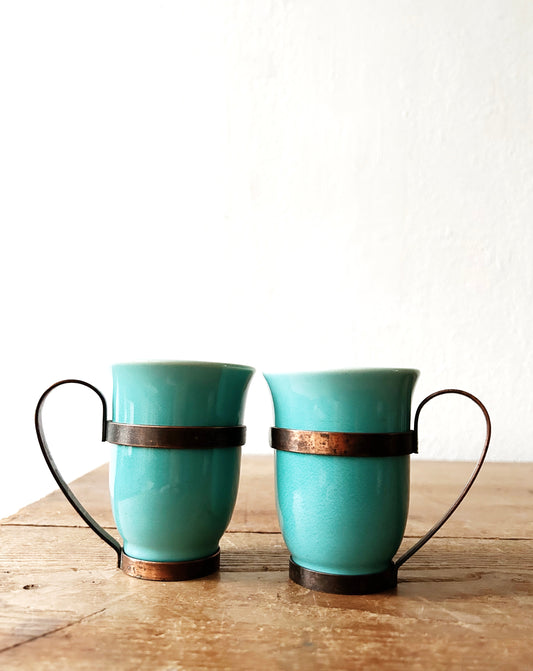Vintage El Patio Mugs with Copper Holders