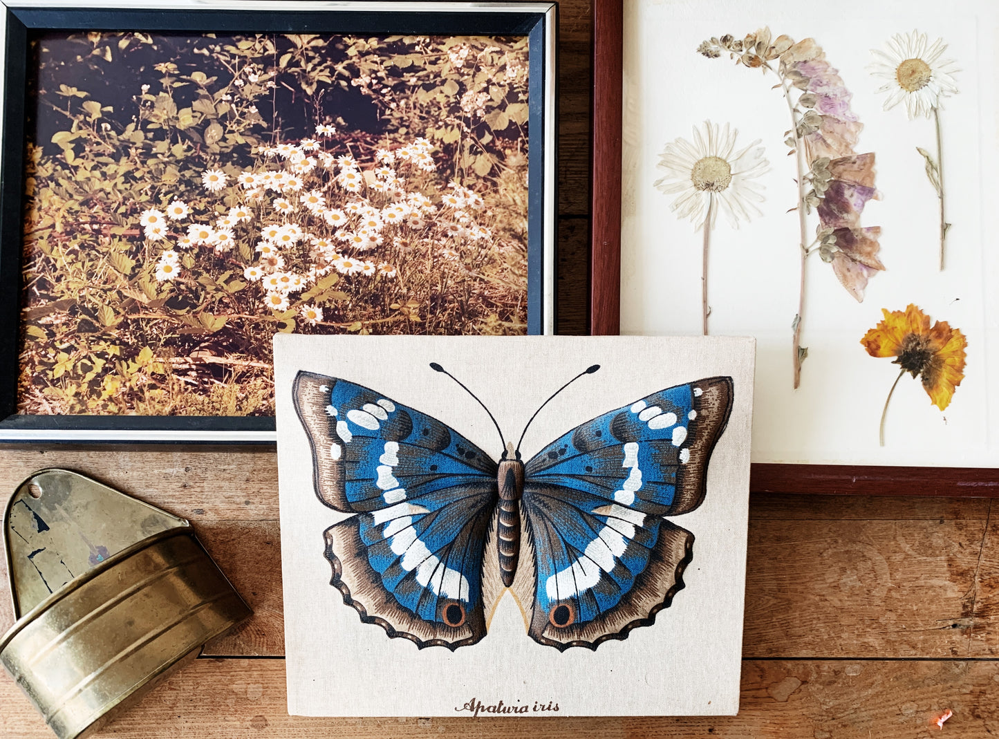 Vintage Butterfly Fabric Art