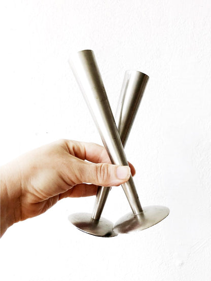 Modernist Pewter Candleholders