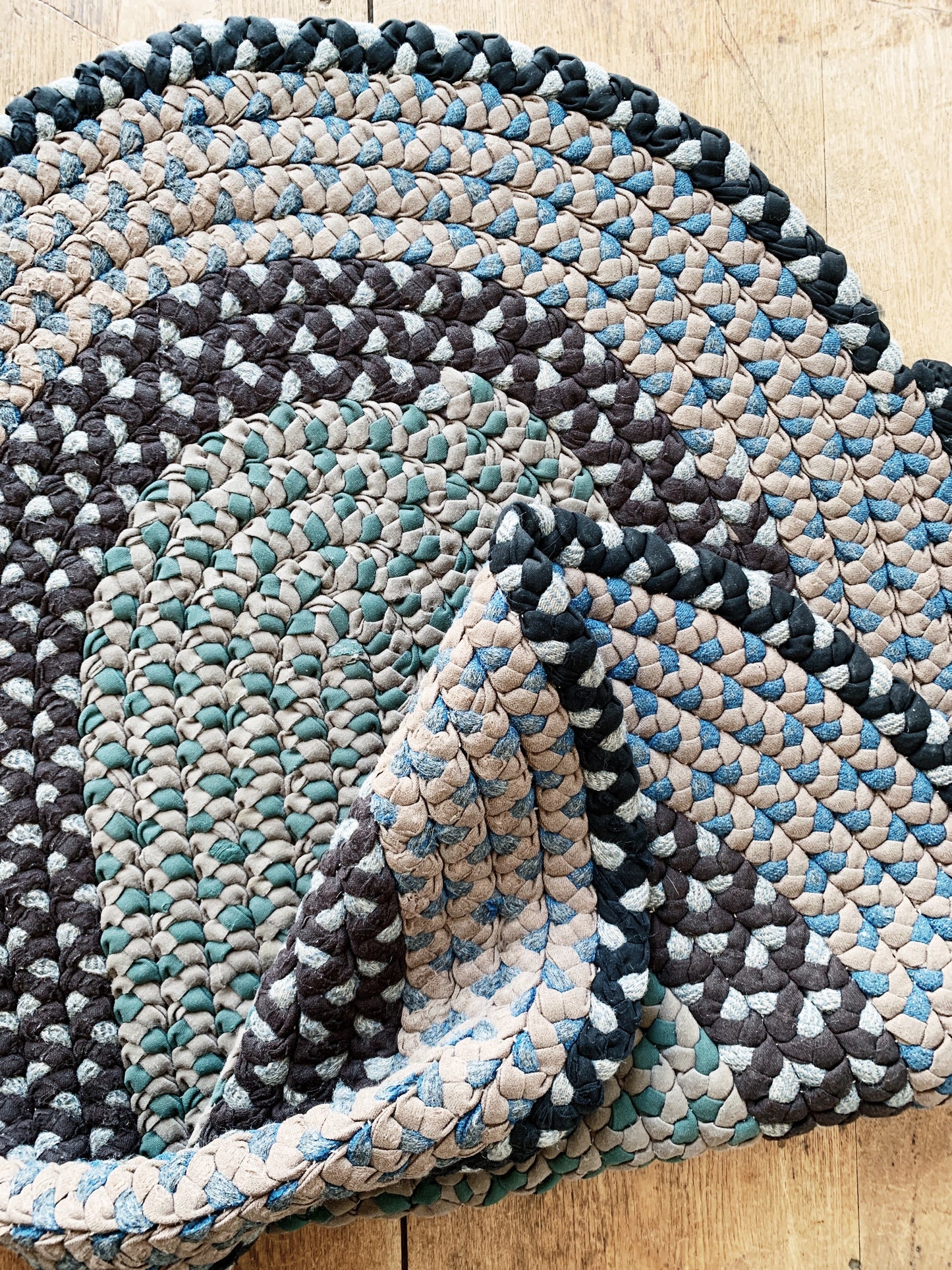 Vintage Braided Cotton Rag Rug