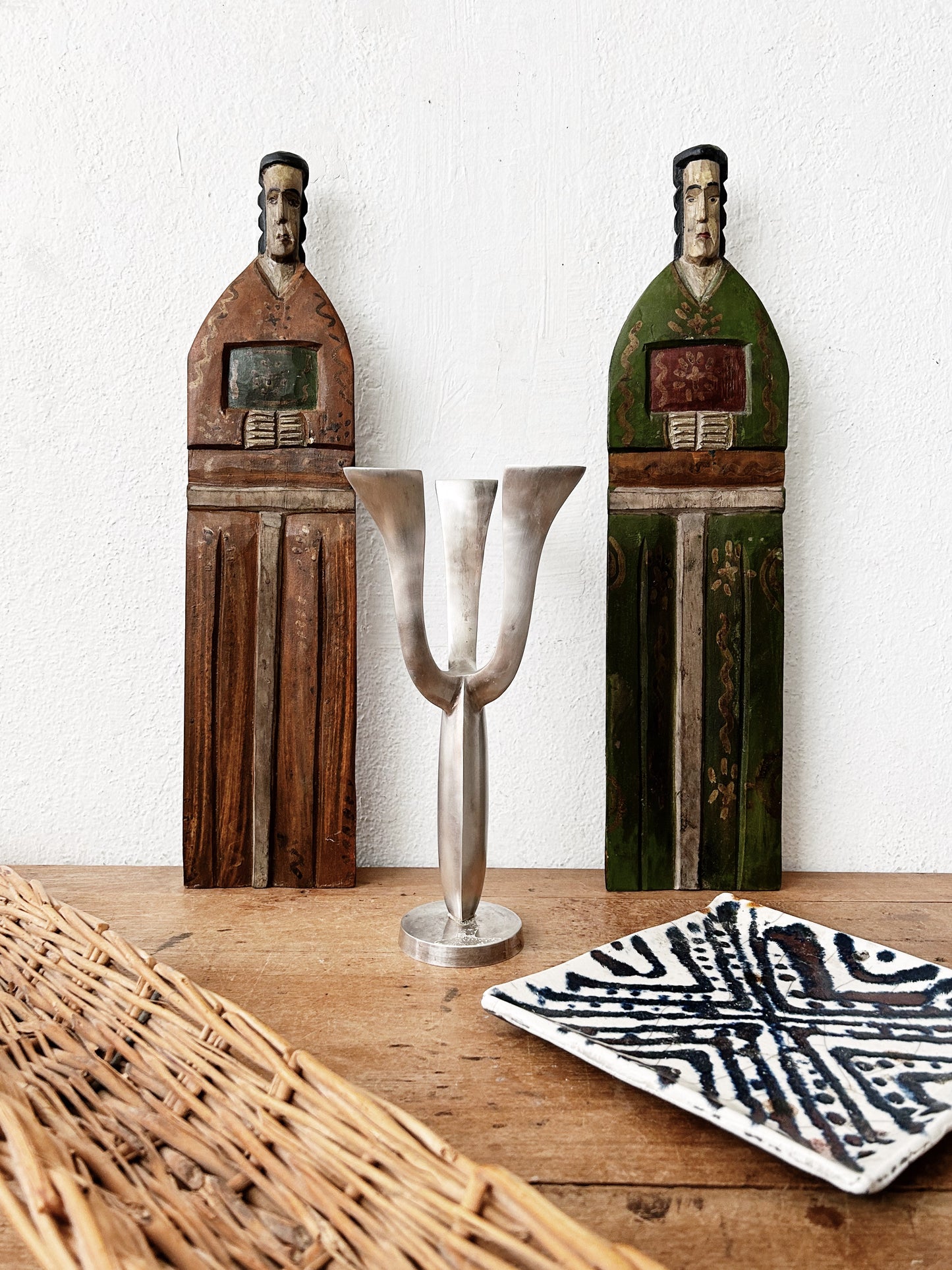 Vintage Hand Painted Wooden Santo Folk Art