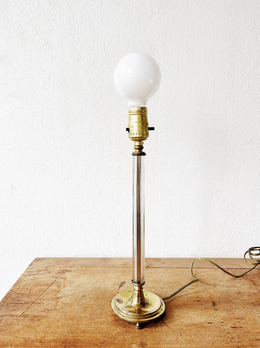Antique Glass and Brass Lamp