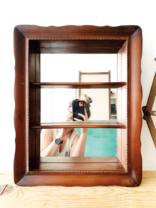 Antique Mirrored Shadow Box Shelf