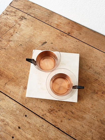 Bauhaus Glass and Copper Mug Pair