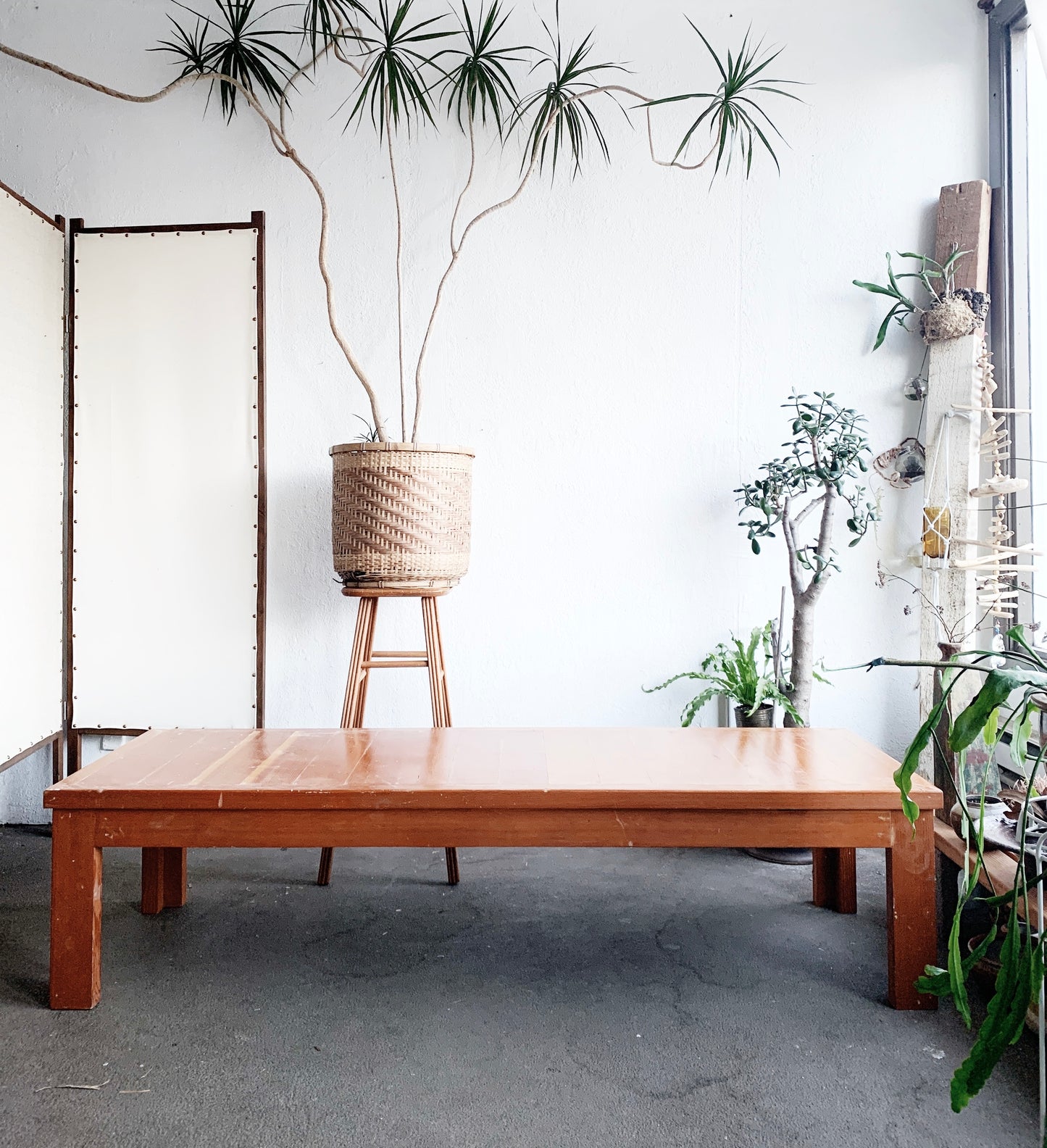 Large Vintage Handmade Solid Wood Bench/Low Table