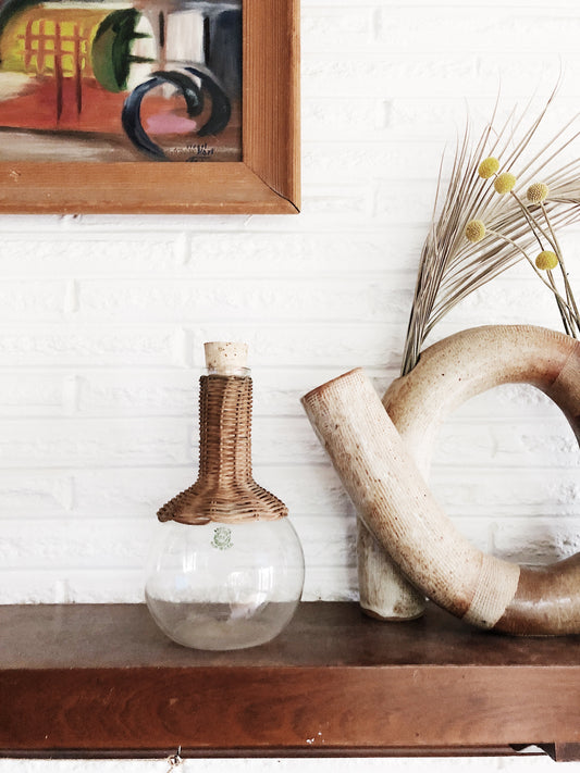 Vintage Wicker Wrapped Decanter