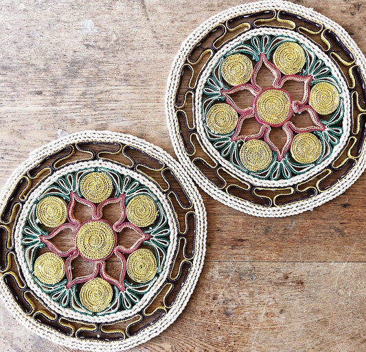Pair of Vintage Straw Mats