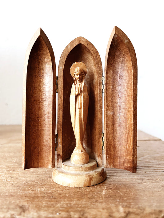 Vintage Wood Encased Mary