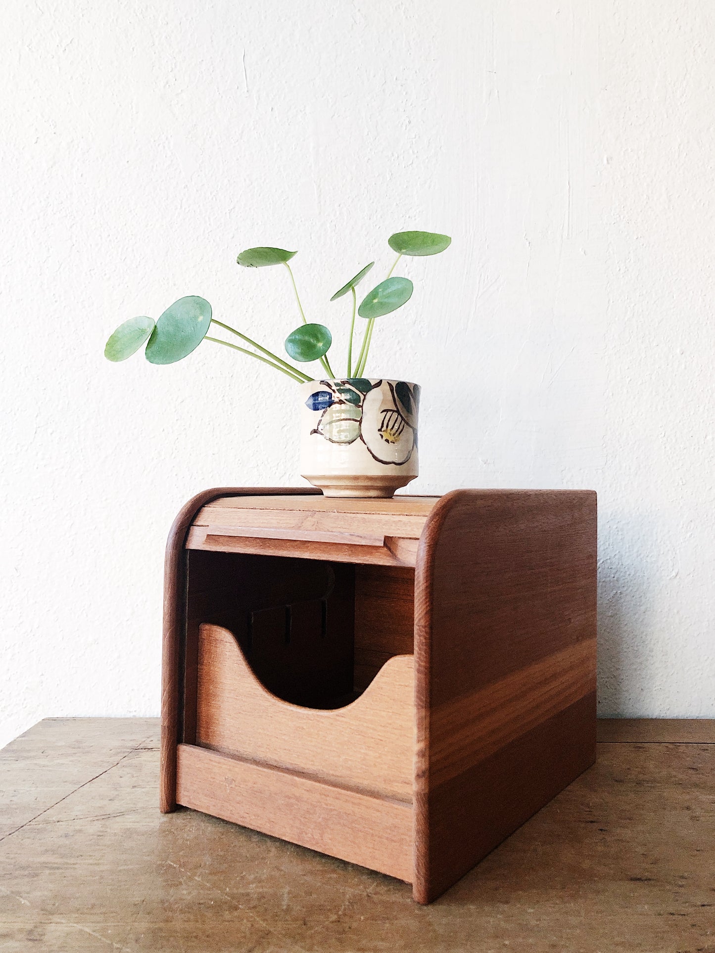 Vintage Teak Tambour Box