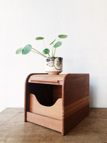 Vintage Teak Tambour Box
