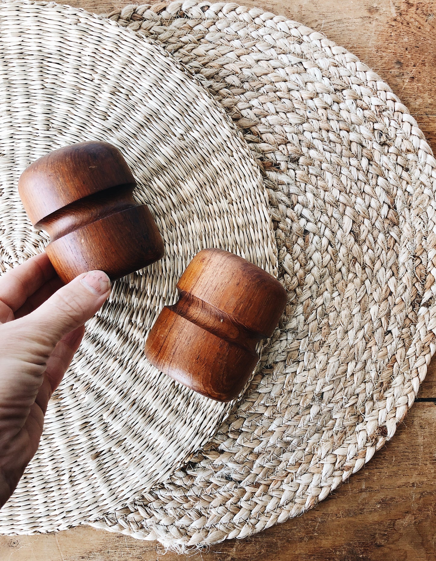 Vintage Teak Salt and Pepper Shakers