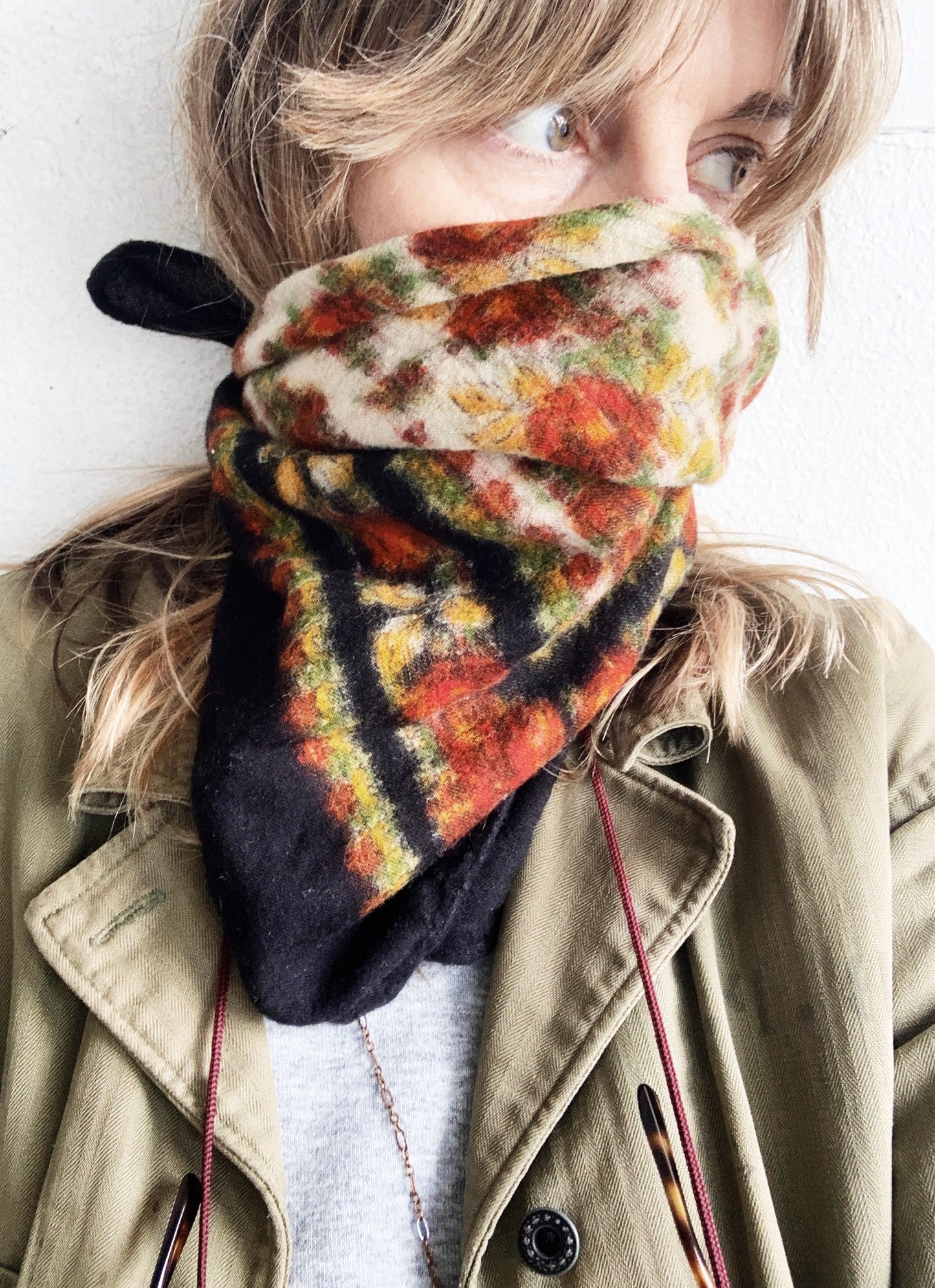 Vintage Wool Square Scarf