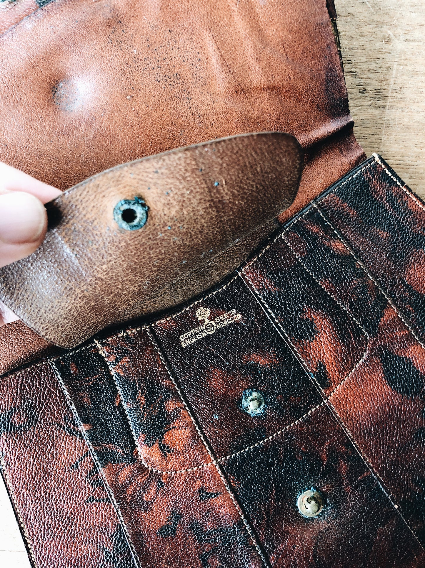 Antique Marbled Leather Wristlet