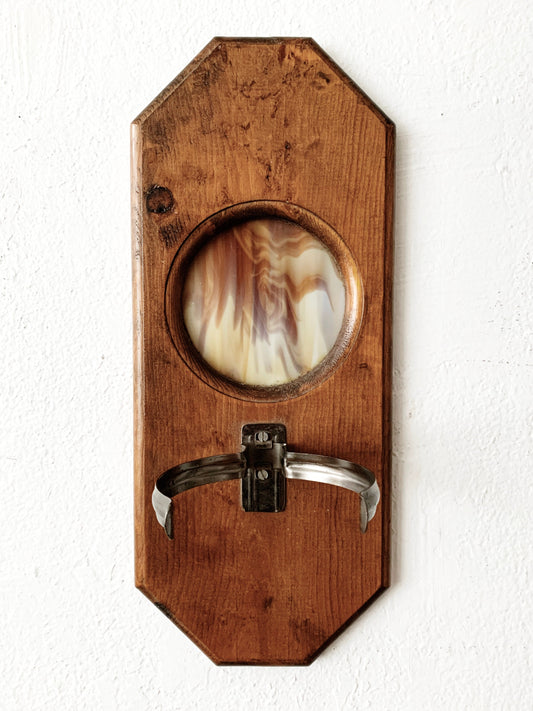 Vintage Handmade Wall Hanger with Stained Glass