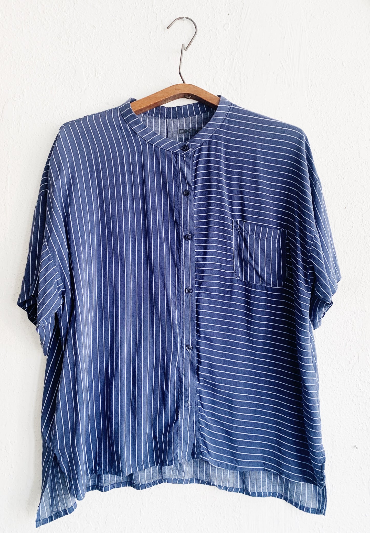 DKNY Silk Striped Button Up