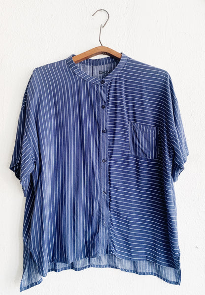 DKNY Silk Striped Button Up