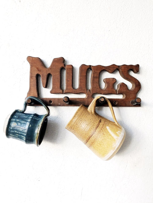 Vintage Wooden Mug Rack