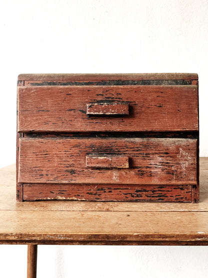 Antique Rustic Wood Tabletop Chest