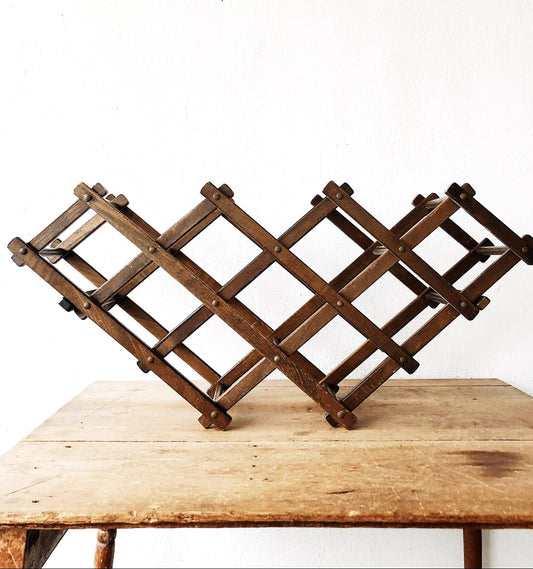 Large Vintage Accordion Wine Rack