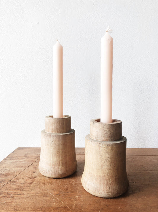 Vintage Teak Candle Holders