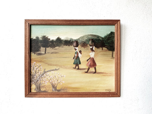Original Vintage Painting Water Bearers of Rhodesia