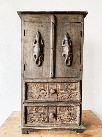 Antique Carved Wood Indonesian Cupboard