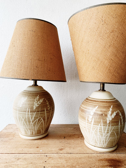 Vintage Pottery Lamp with Shade