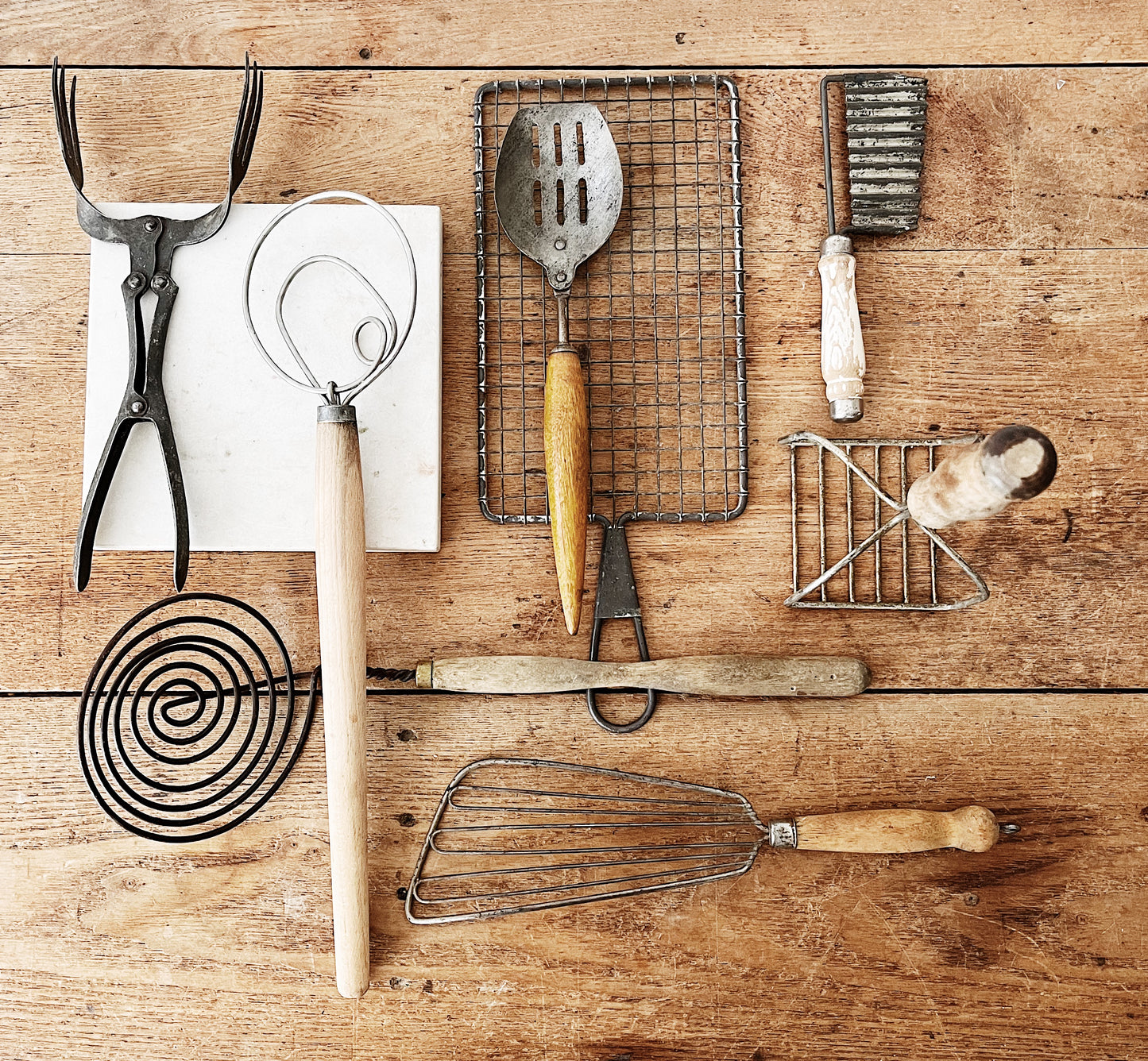 Primitive Wood and Wire Utensil Set