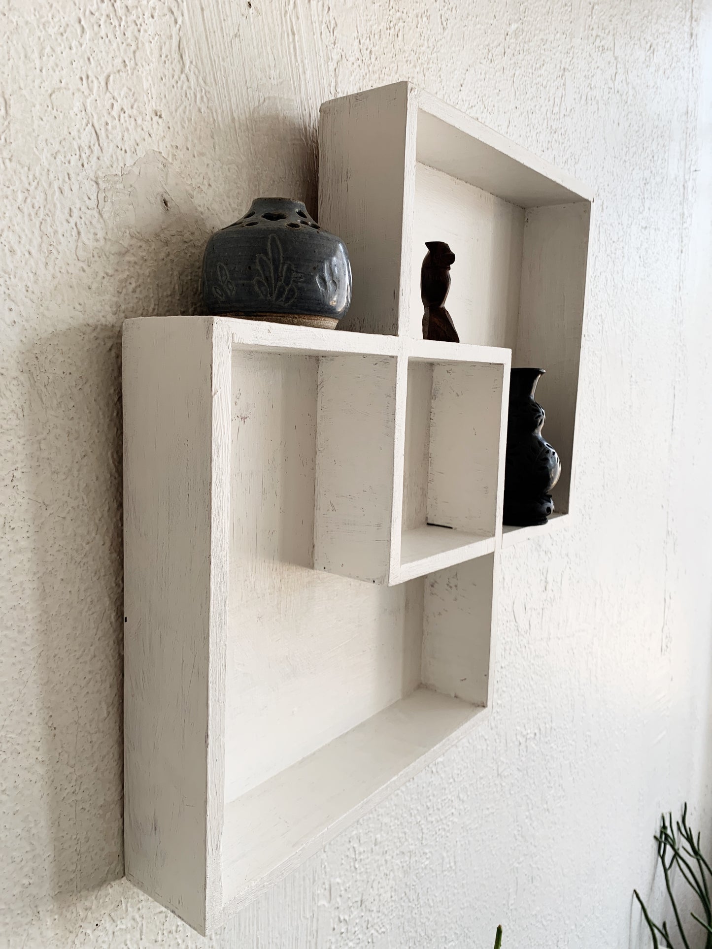 Vintage Wood Cubby Shelf