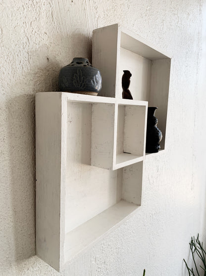 Vintage Wood Cubby Shelf