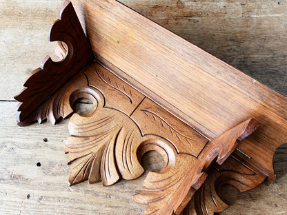 Antique Folding Carved Wood Shelf