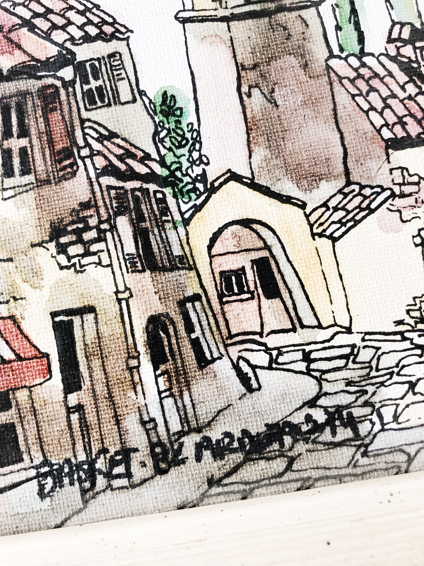 Vintage Pressed Watercolor Litho
