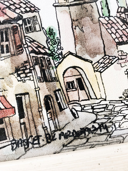 Vintage Pressed Watercolor Litho