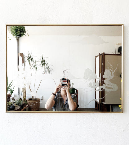 Vintage Etched Desert Landscape Mirror