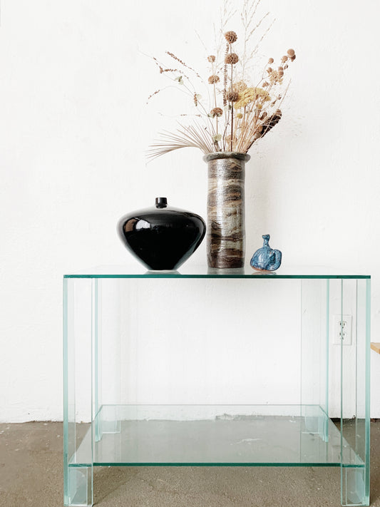 Vintage Handmade Fused Glass Console Table