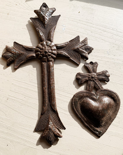 Pressed Tin Cross or Sacred Heart