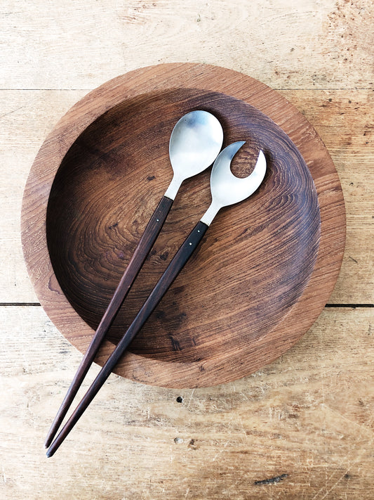 Vintage Shallow Salad Bowl and Servers