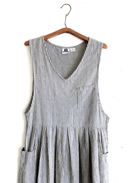 Vintage Seersucker Cotton Romper Dress