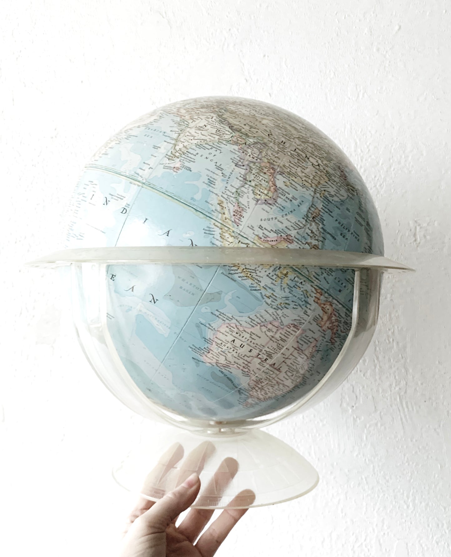 National Geographic Globe in Spinning Lucite Base c1961