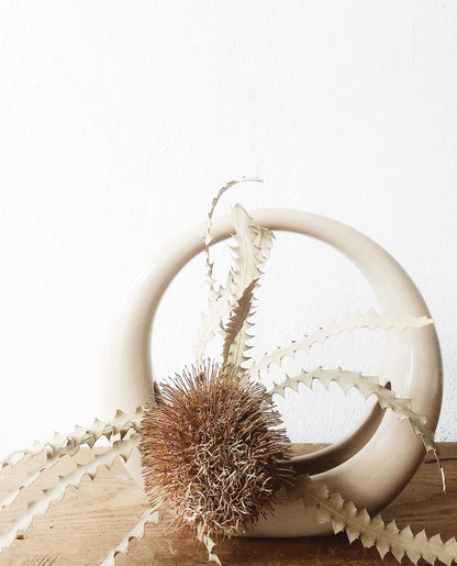 Vintage Buff Circular Ikebana Vase