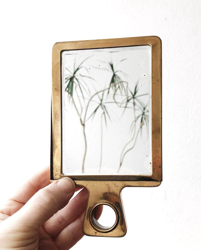 Modernist Brass Hand Mirror