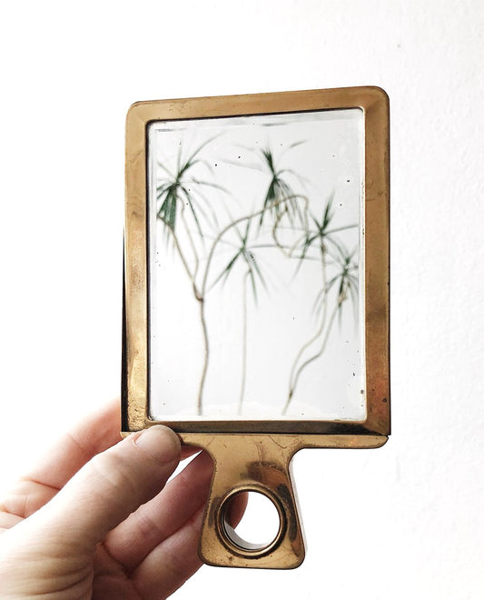Modernist Brass Hand Mirror