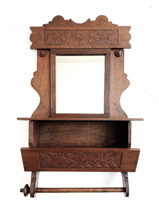Antique Decorative Mirror with Shelf and Dowel
