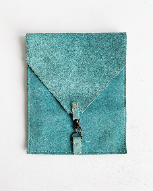 Turquoise Suede Envelope Wallet