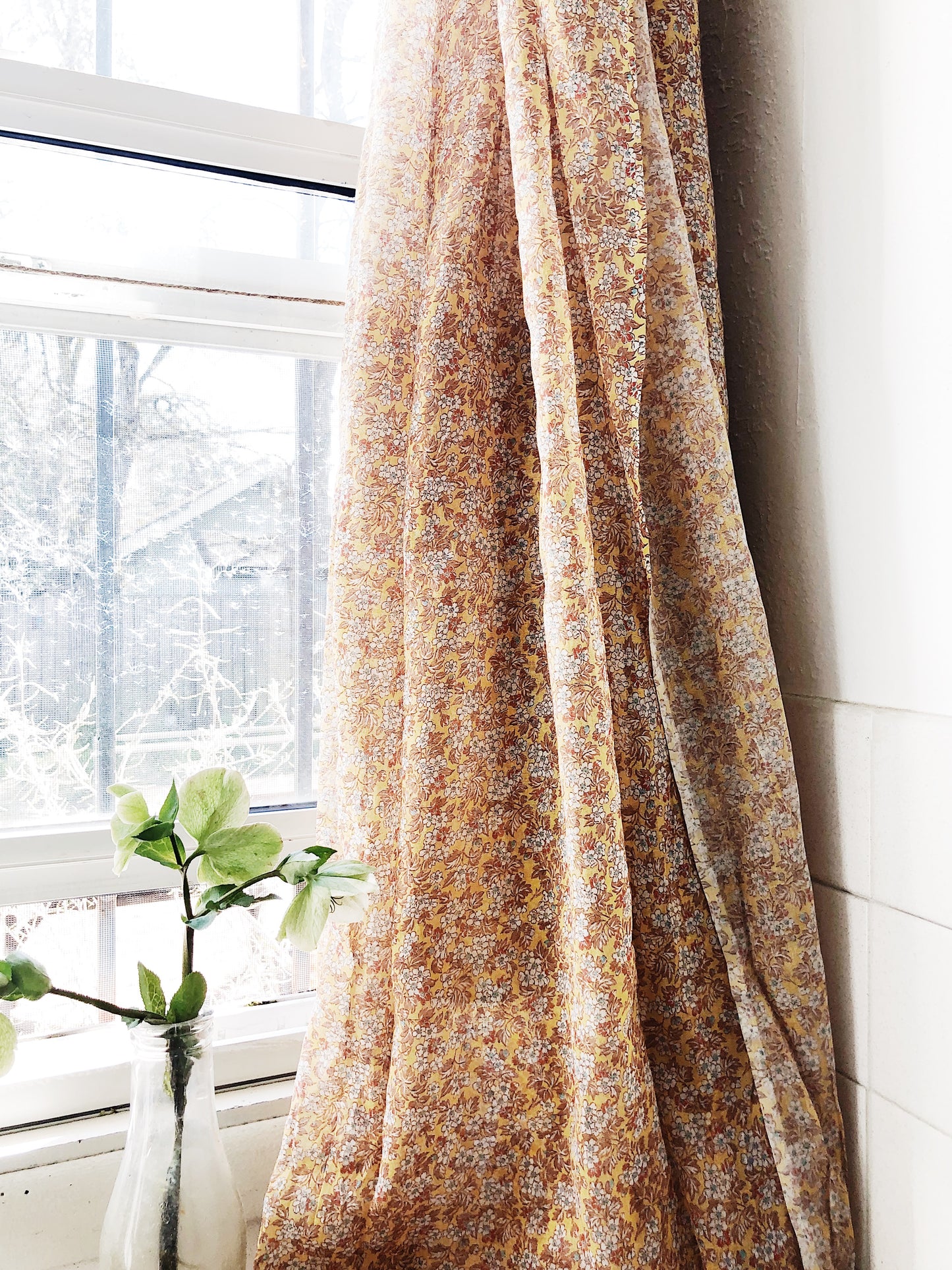 Vintage Semi Sheer Floral Fabric