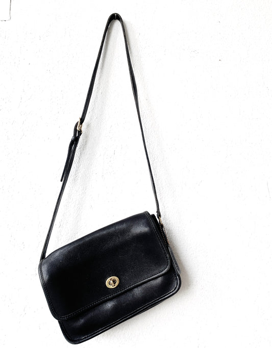 Black Leather Coach Crossbody Purse