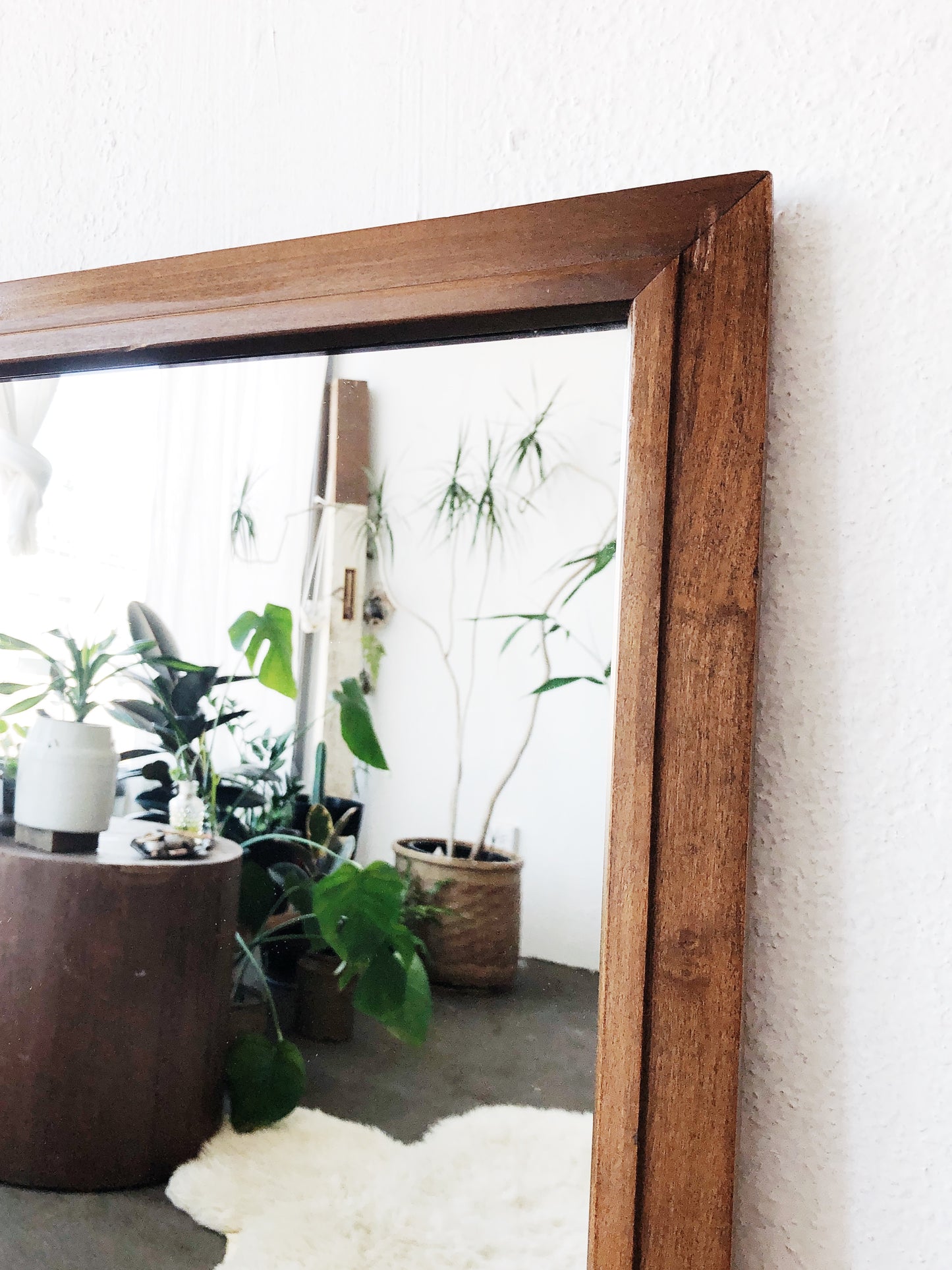 Large Walnut Mid Century Mirror